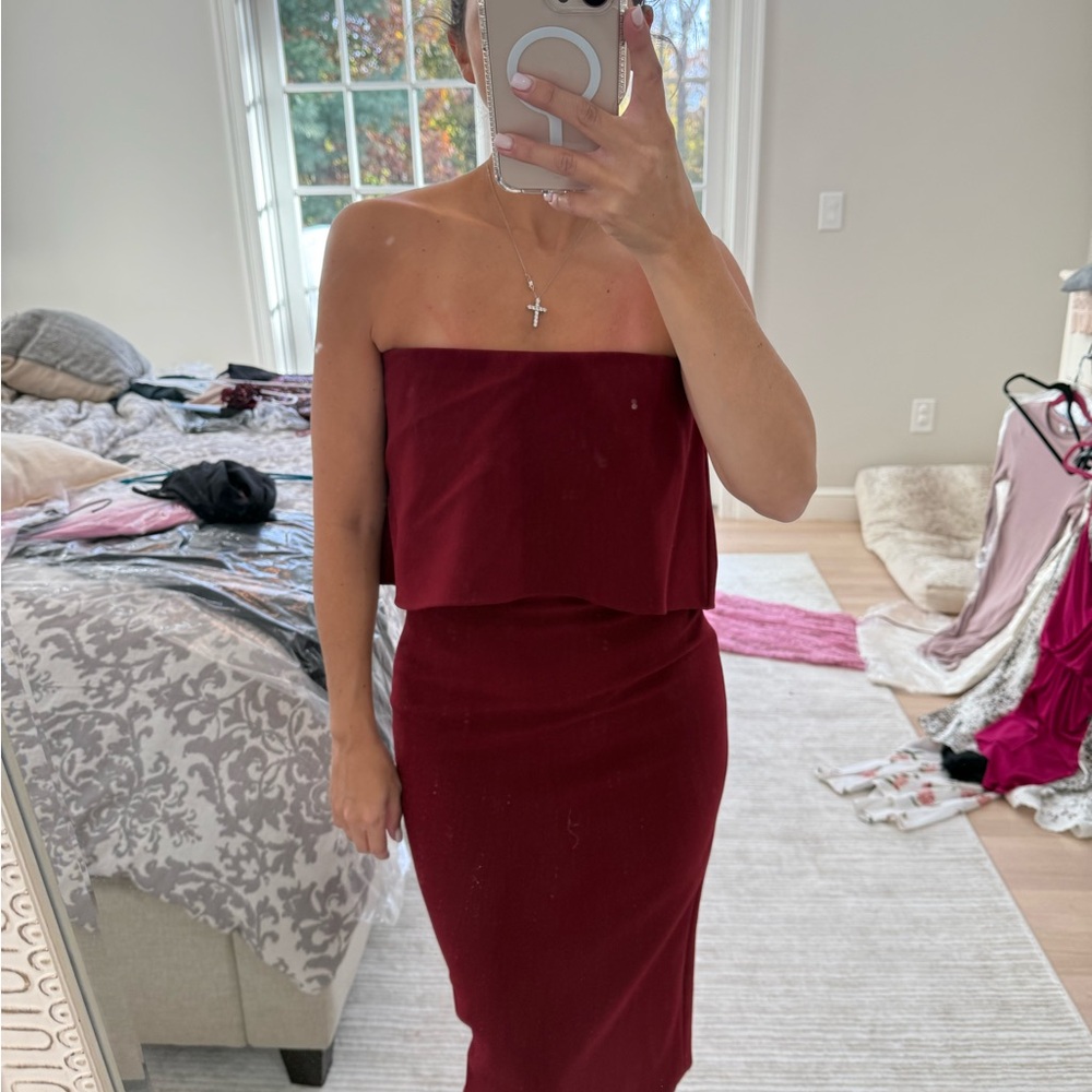 Likely Strapless Burgundy Dress